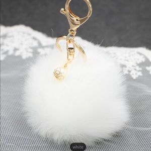 White Pom Pom Keychain